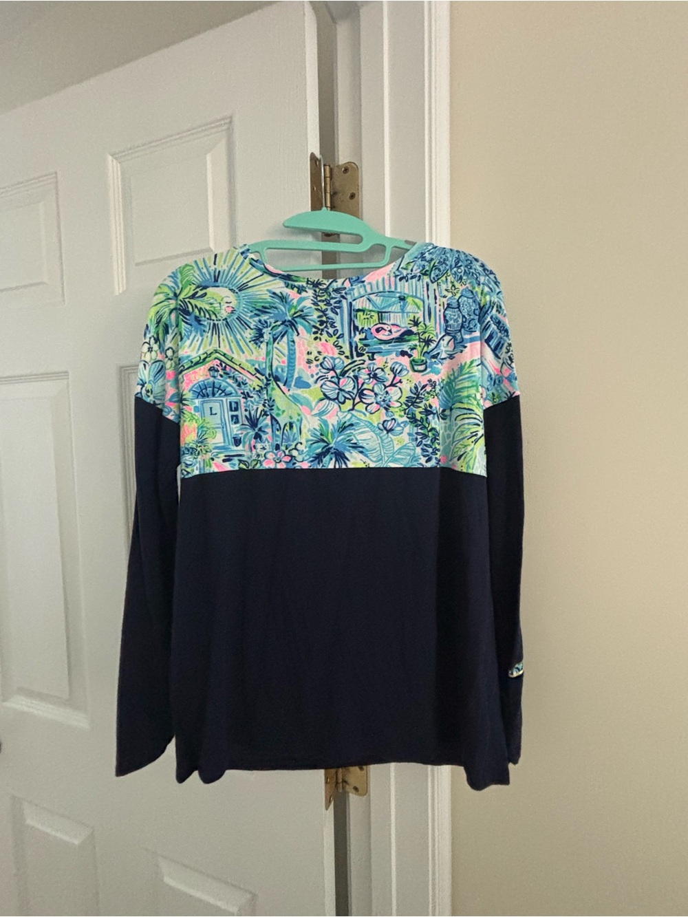 Lilly Pulitzer Long Sleeve Printed Knit Top Navy Size XS